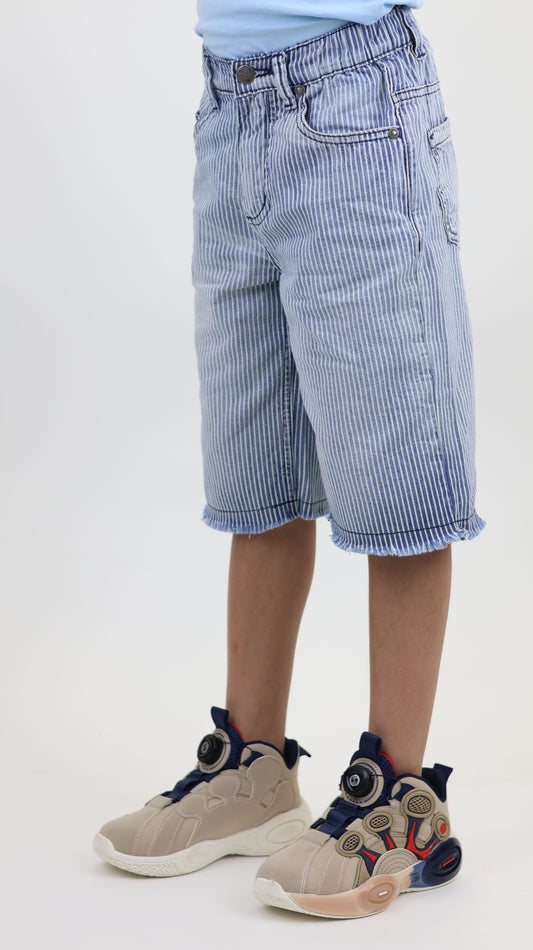 K21 Laser Printed Denim Short Retro style fringe bottom