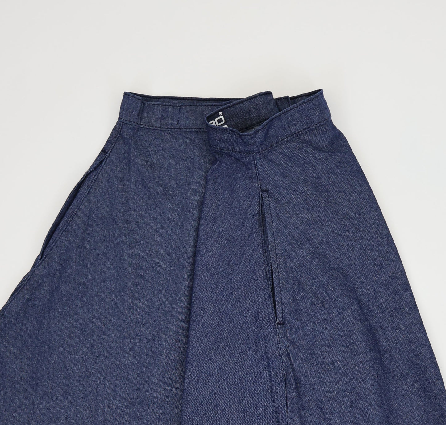 W669 Women Ankle Chambray Skirt Mid Blue