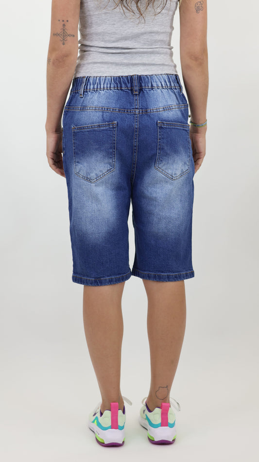 Women’s Mid-Length Denim Shorts Mid Blue | Classic Summer Shorts