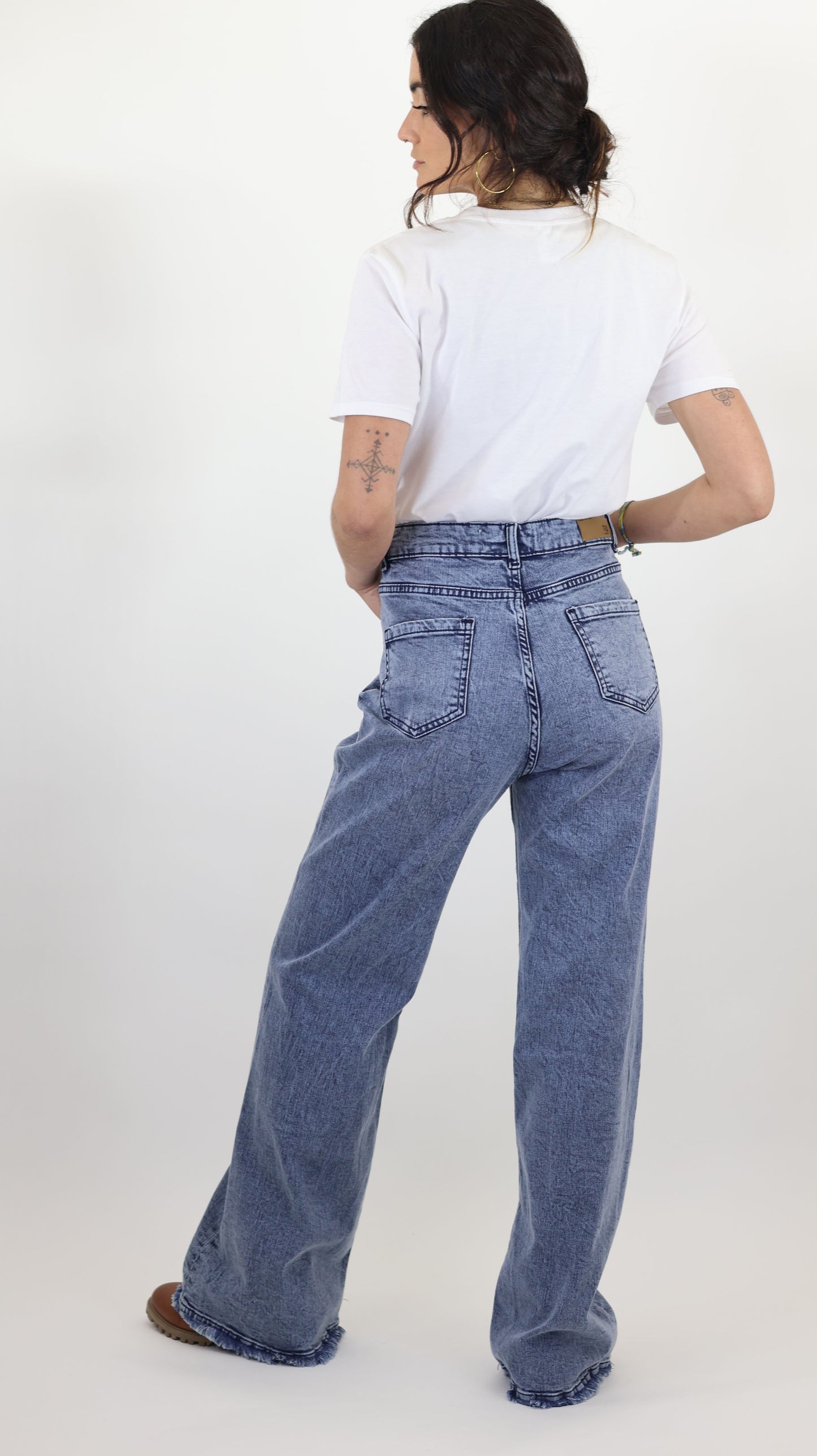 W4 Melbourne Women’s Baggy Fit Flare Jeans Bottom Fringes