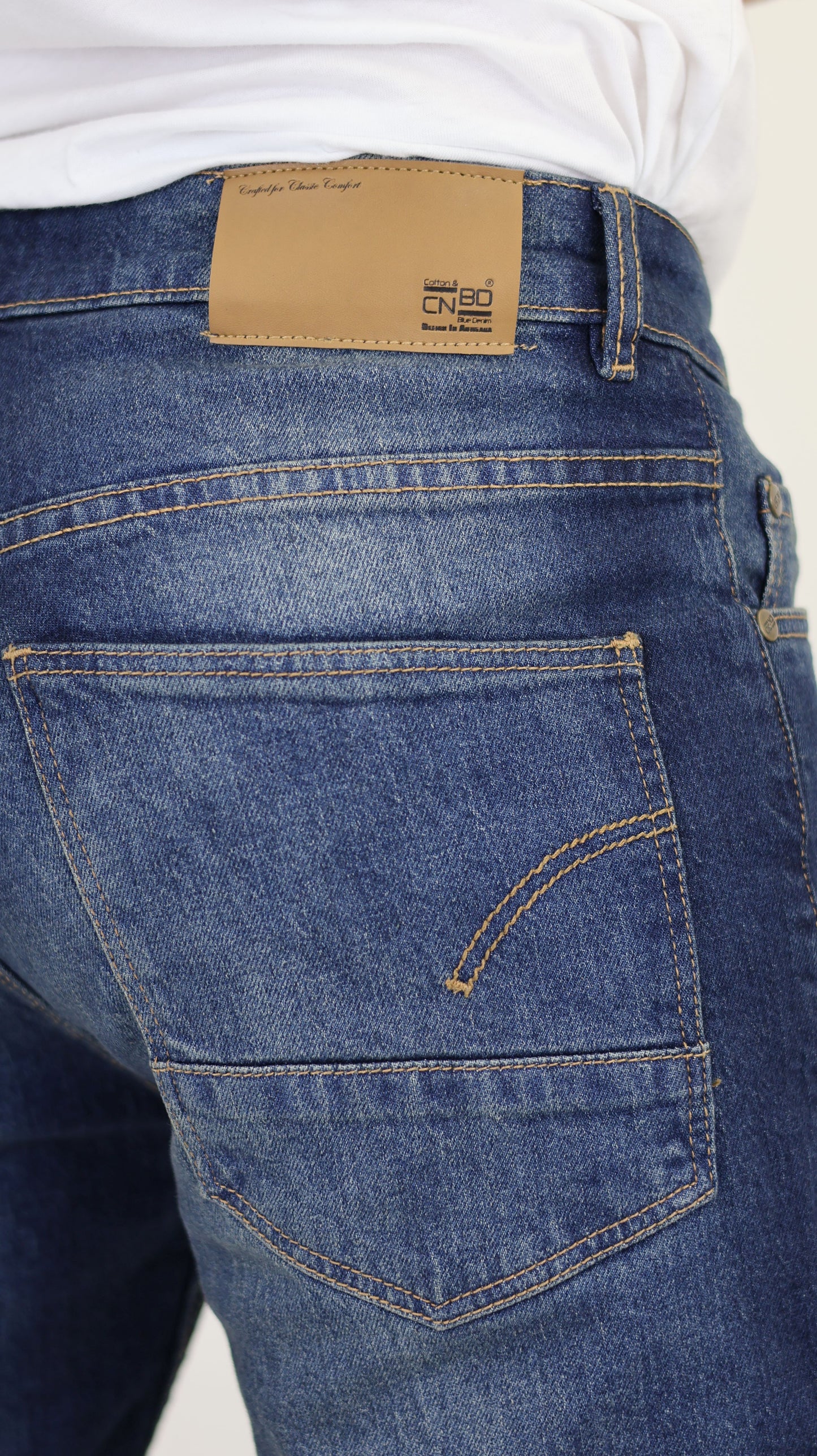 M6 Men's Straight Comfort Denim Dark Blue