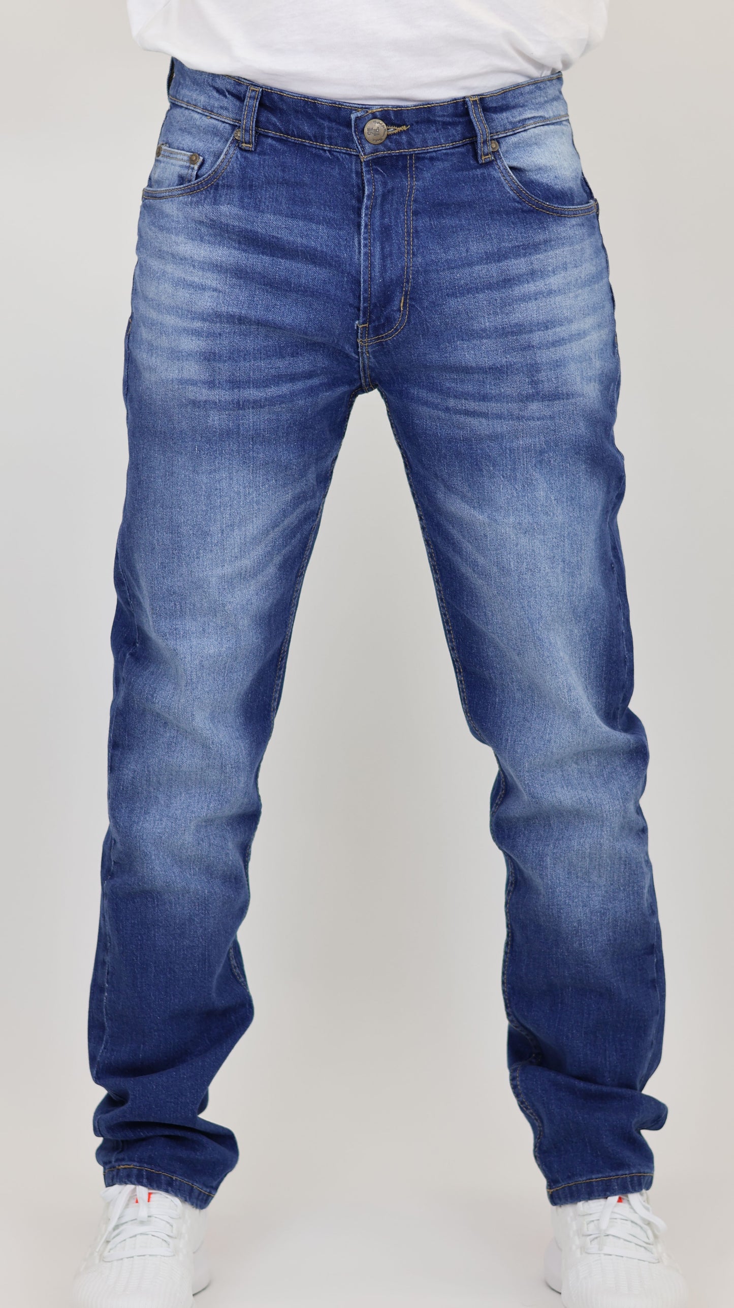 M8 Melbourne Men's Slim Straight Comfort Denim Mid Blue