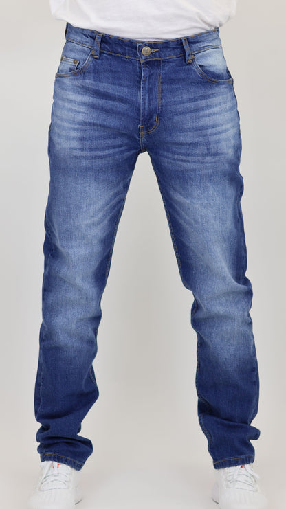 M8 Melbourne Men's Slim Straight Comfort Denim Mid Blue