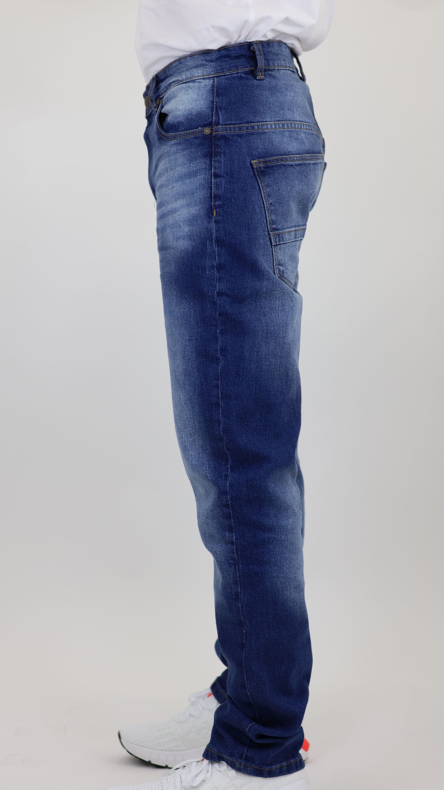 M8 Melbourne Men's Slim Straight Comfort Denim Mid Blue