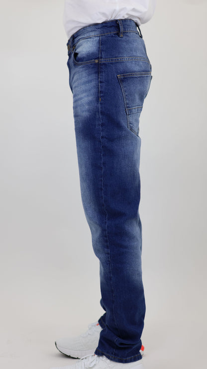 M8 Melbourne Men's Slim Straight Comfort Denim Mid Blue