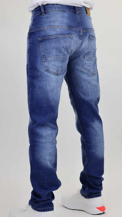 M8 Melbourne Men's Slim Straight Comfort Denim Mid Blue