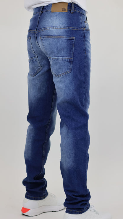 M8 Melbourne Men's Slim Straight Comfort Denim Mid Blue