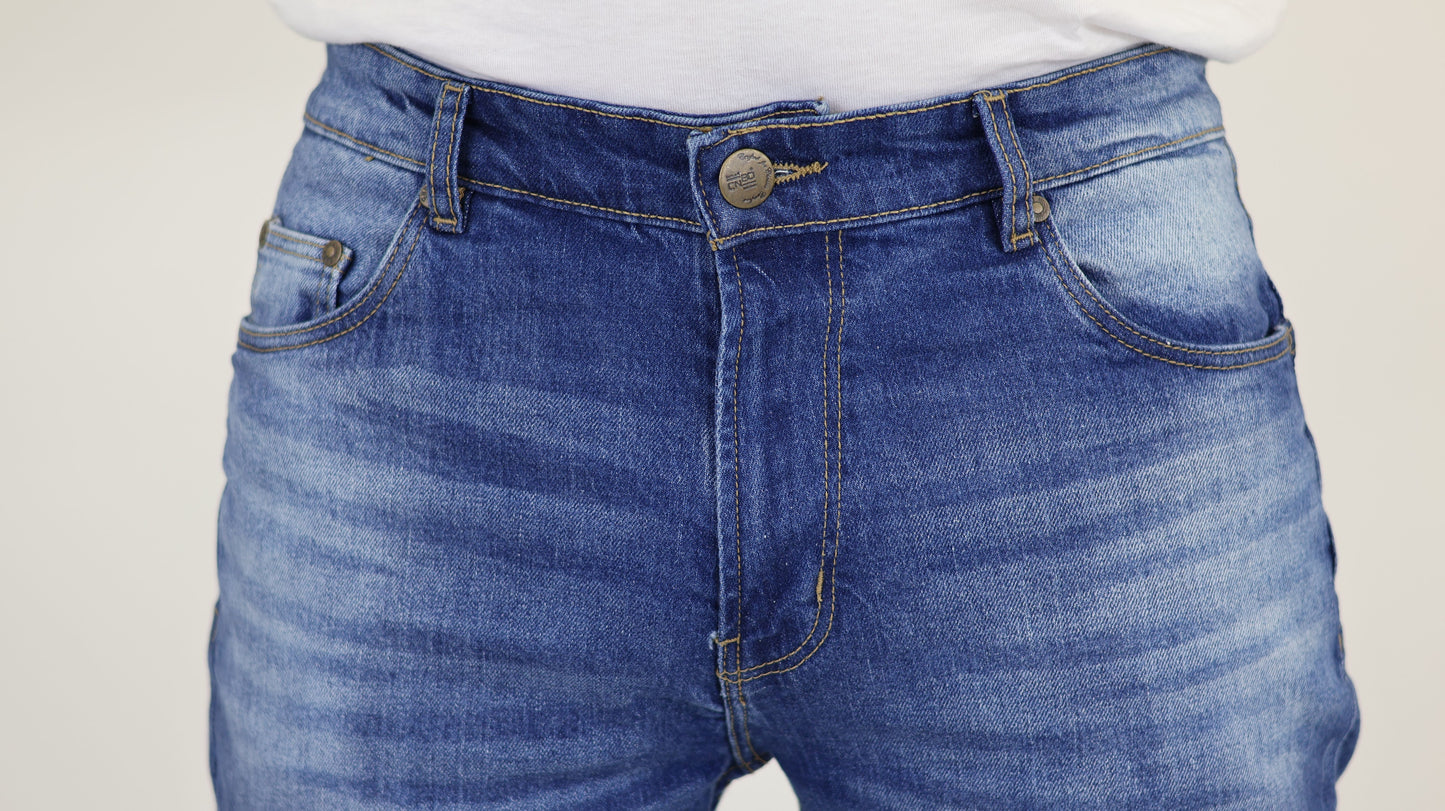 M8 Melbourne Men's Slim Straight Comfort Denim Mid Blue