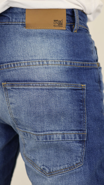 M8 Melbourne Men's Slim Straight Comfort Denim Mid Blue