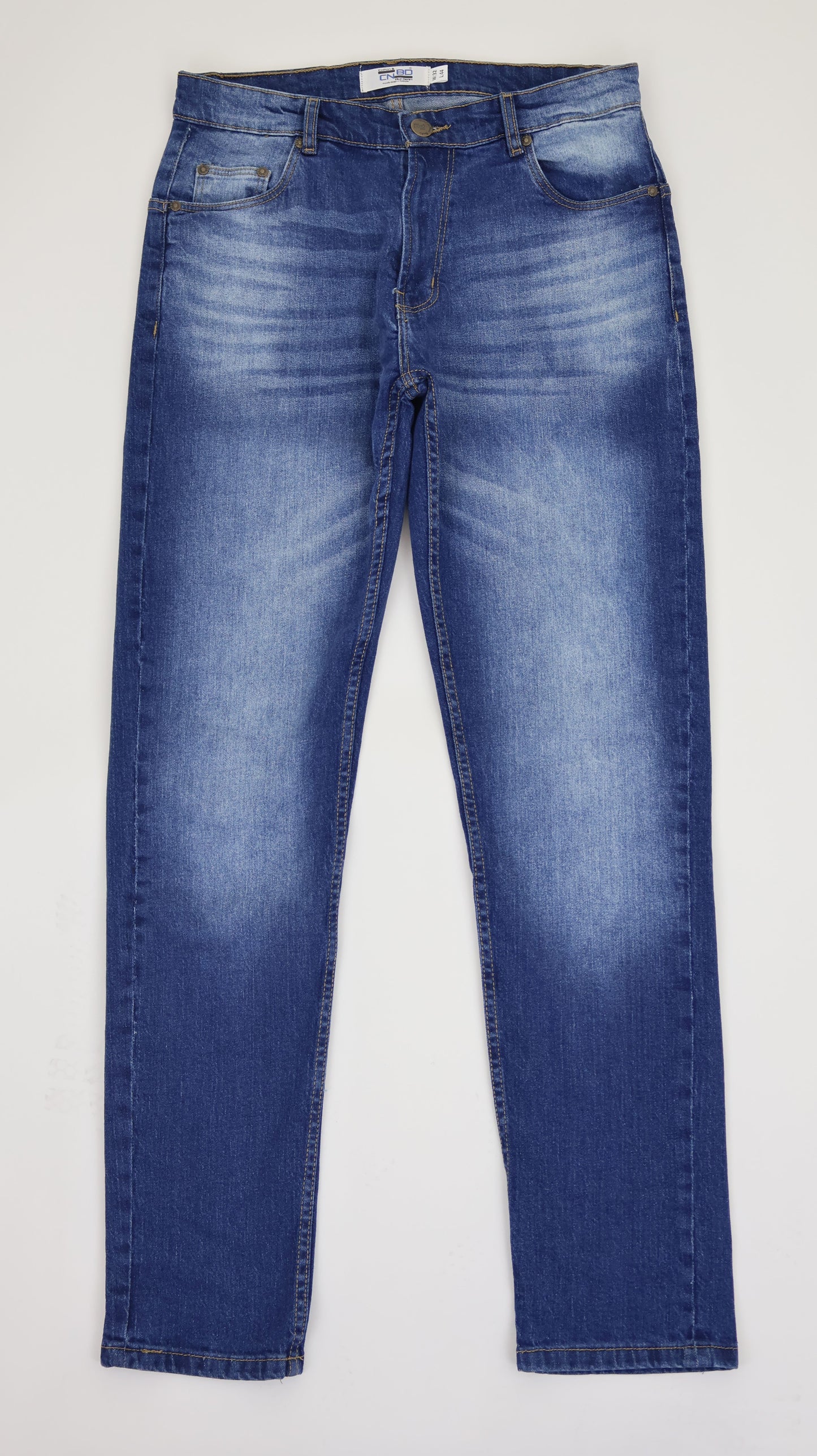 M8 Melbourne Men's Slim Straight Comfort Denim Mid Blue