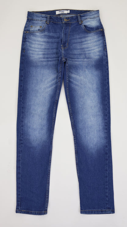 M8 Melbourne Men's Slim Straight Comfort Denim Mid Blue