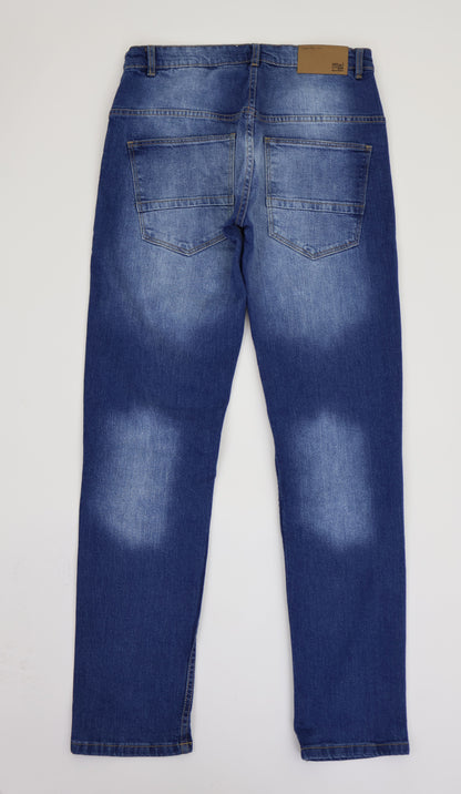 M8 Melbourne Men's Slim Straight Comfort Denim Mid Blue