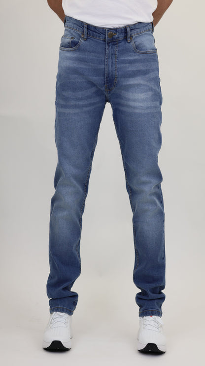 M10 Melbourne Men's Slim Straight Comfort Denim Indigo Mid Blue