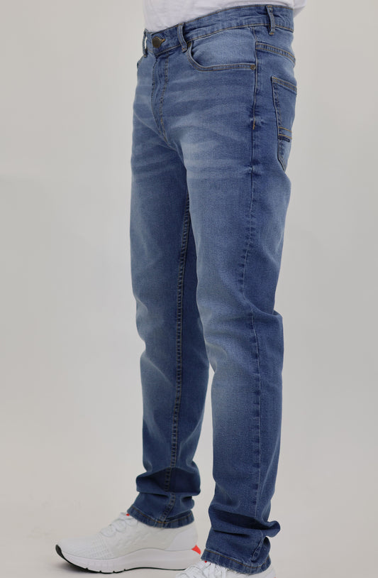 M10 Melbourne Men's Slim Straight Comfort Denim Indigo Mid Blue