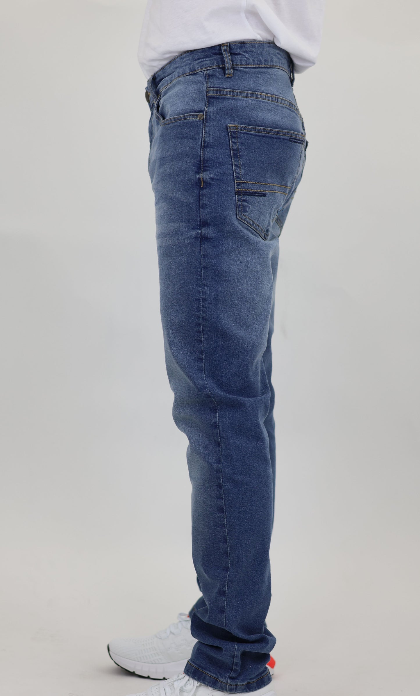 M10 Melbourne Men's Slim Straight Comfort Denim Indigo Mid Blue