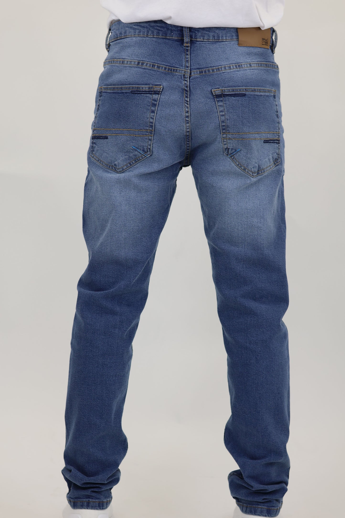 M10 Melbourne Men's Slim Straight Comfort Denim Indigo Mid Blue