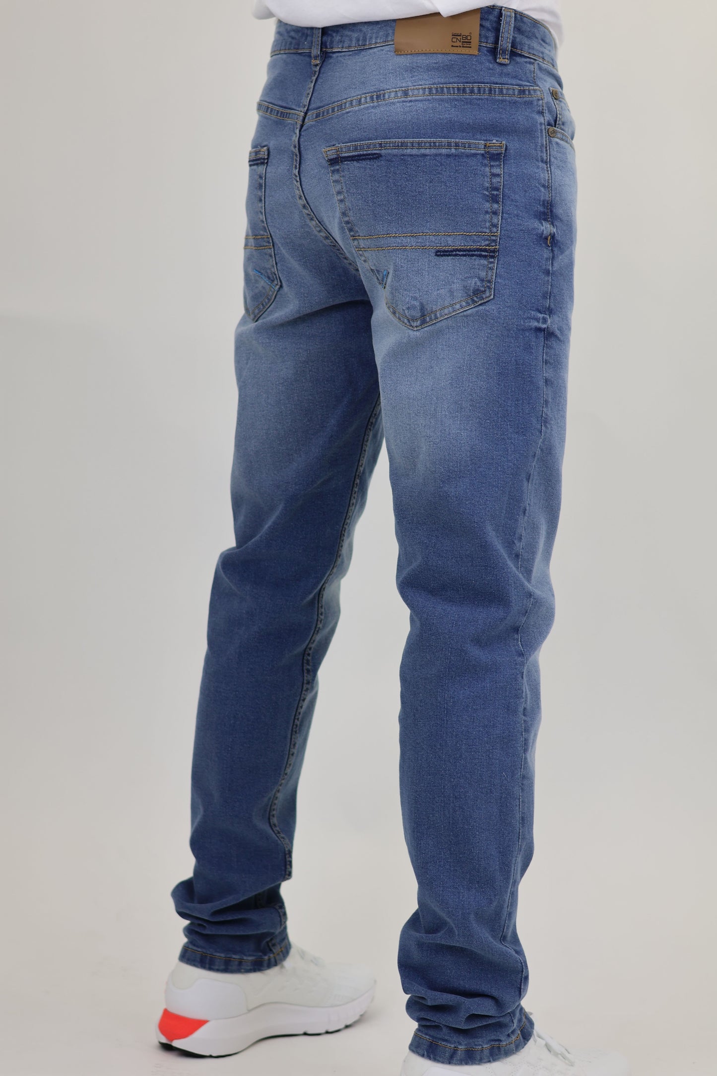 M10 Melbourne Men's Slim Straight Comfort Denim Indigo Mid Blue