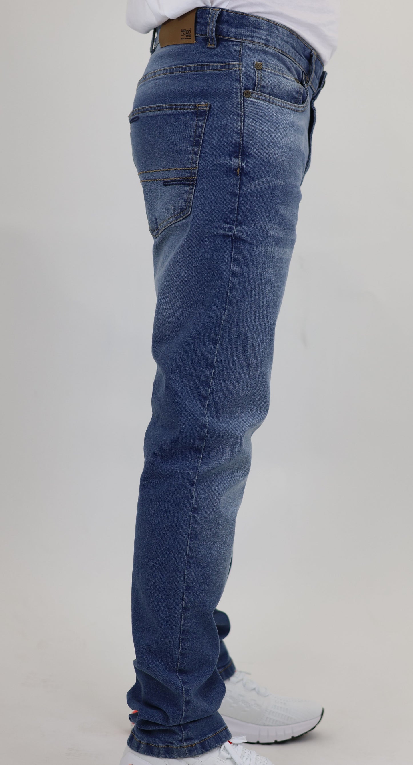 M10 Melbourne Men's Slim Straight Comfort Denim Indigo Mid Blue