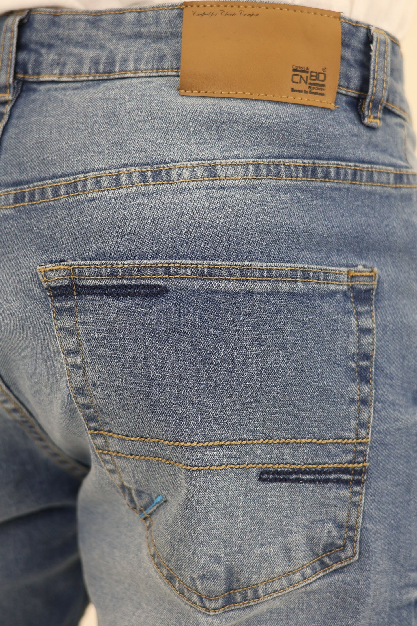 M10 Melbourne Men's Slim Straight Comfort Denim Indigo Mid Blue