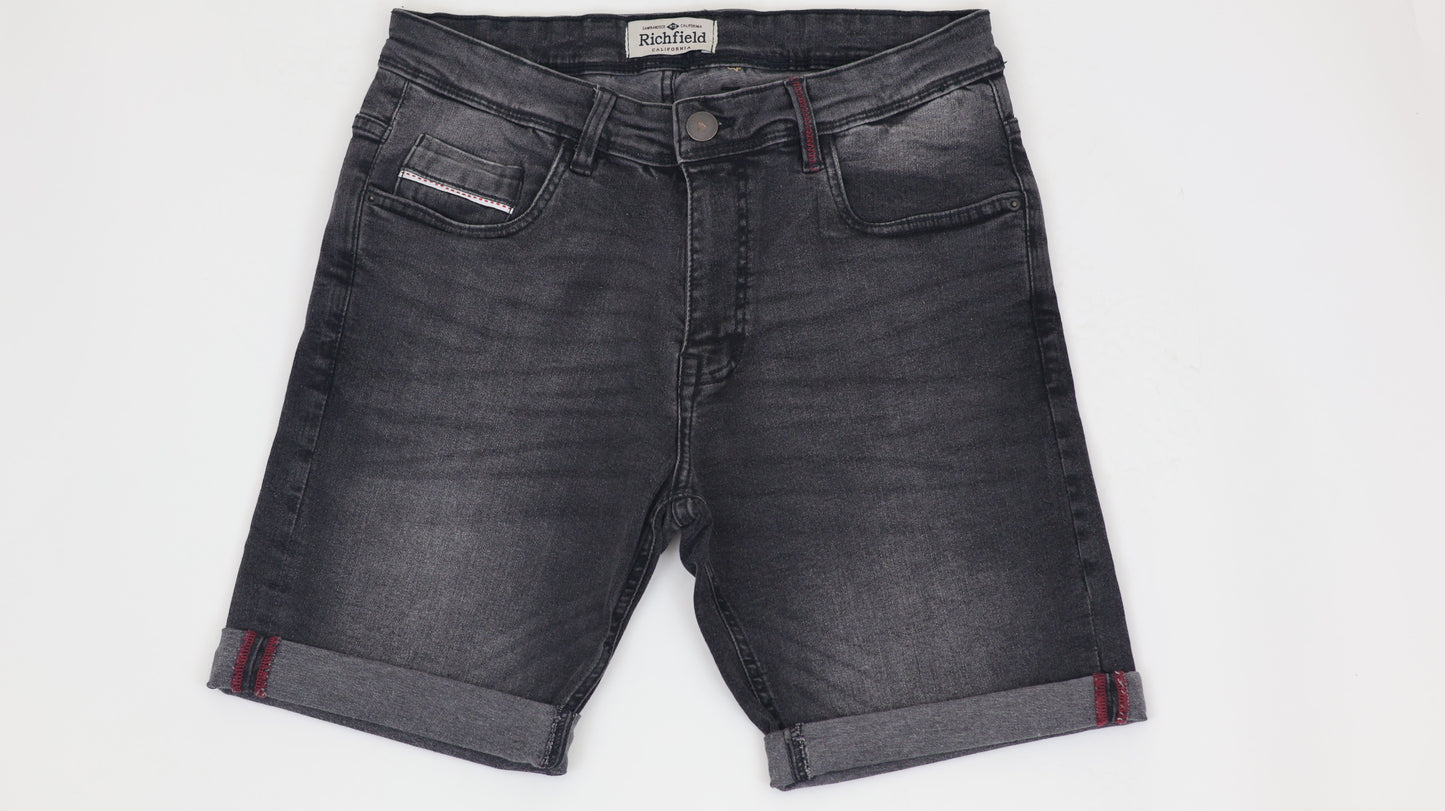 RF 767 Grey Black Unisex Denim Short