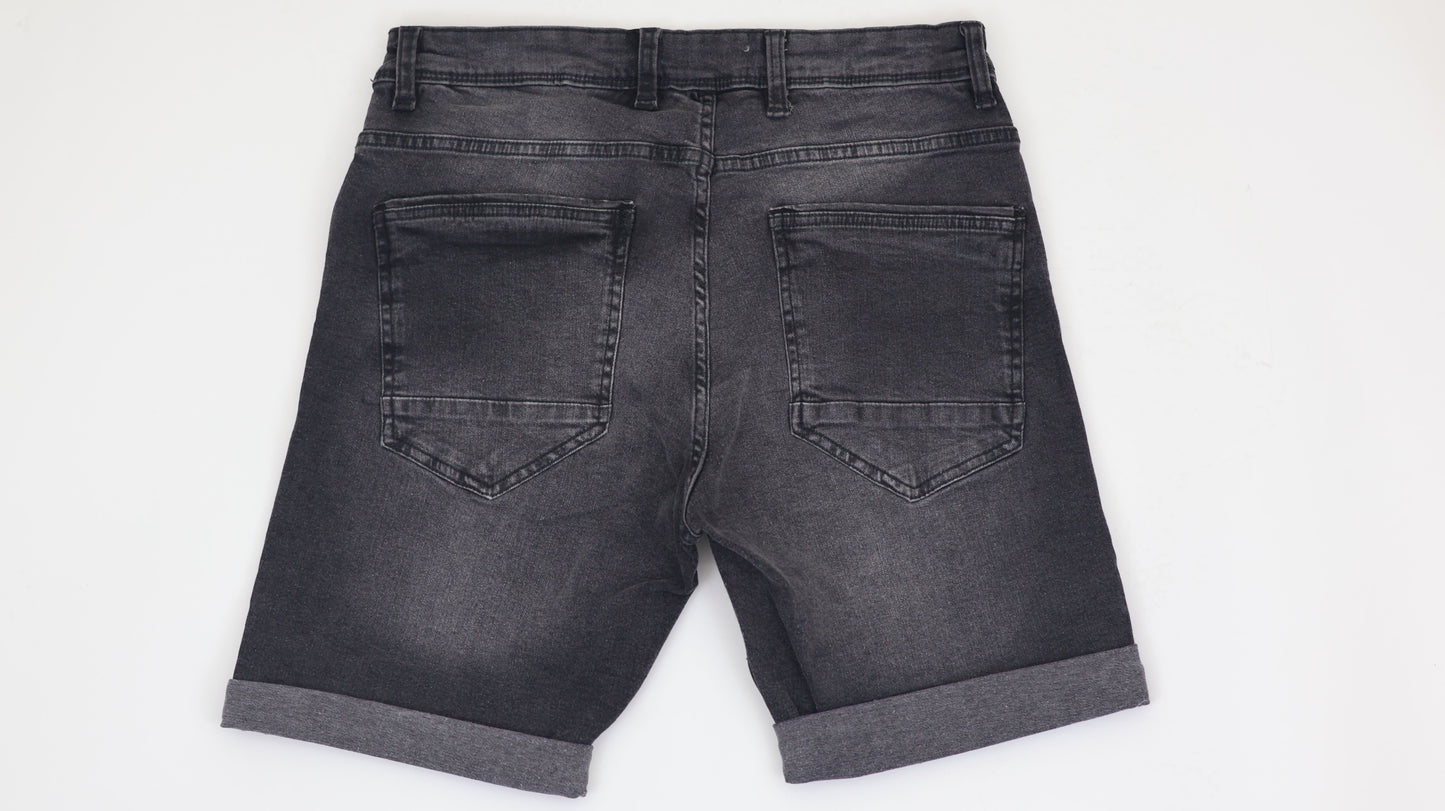 RF 767 Grey Black Unisex Denim Short