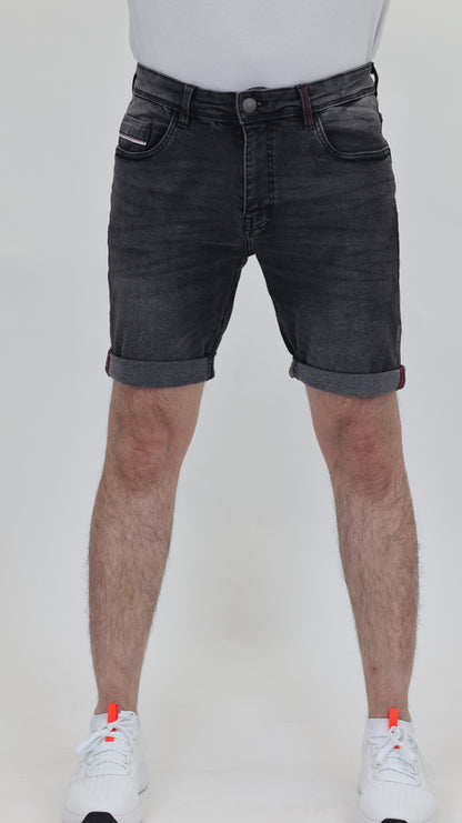 RF 767 Grey Black Unisex Denim Short