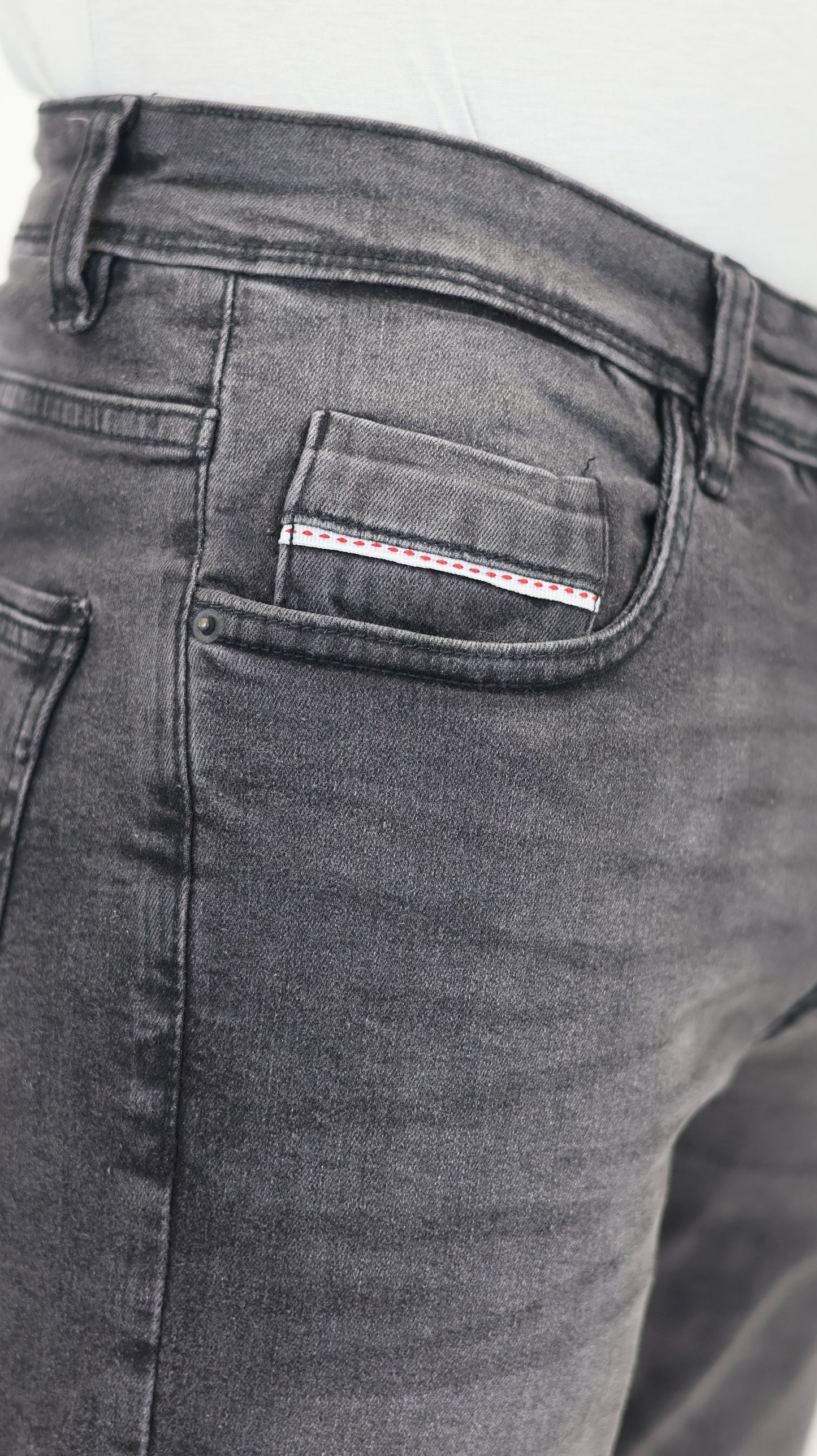 RF 767 Grey Black Unisex Denim Short