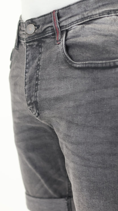 RF 767 Grey Black Unisex Denim Short