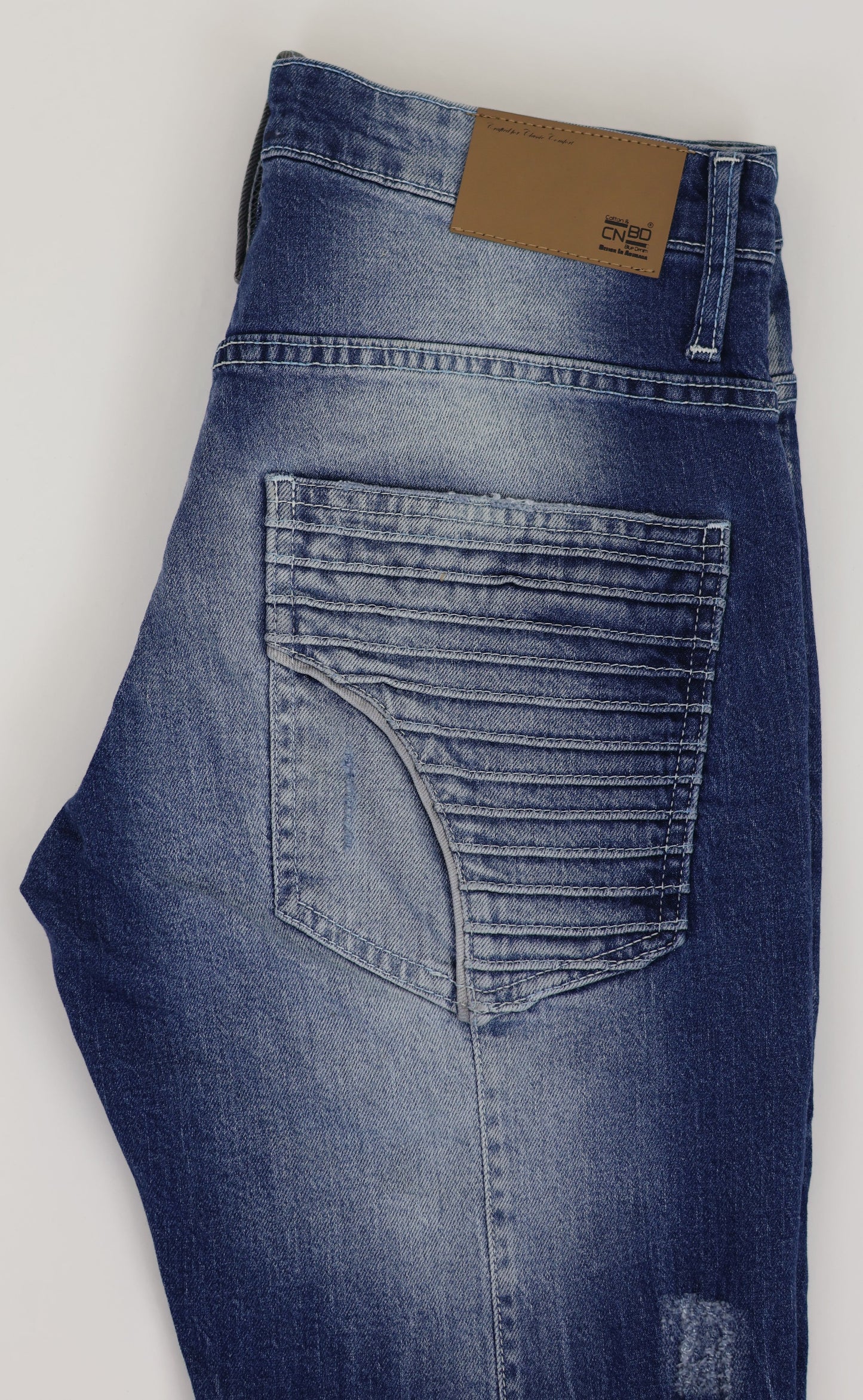 M13 Melbourne Street Style Side Zipper Distressed Mid Blue