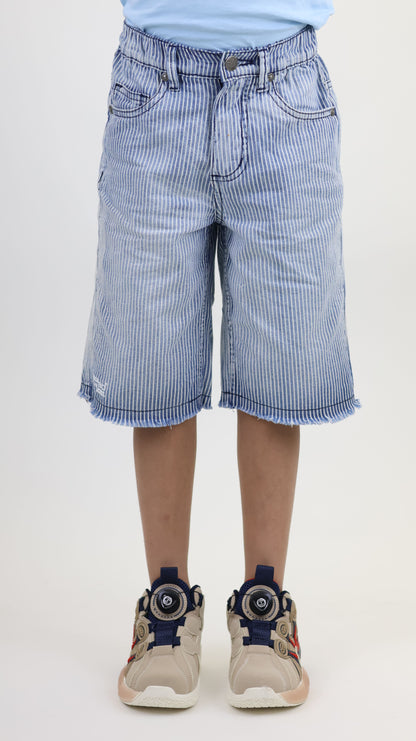 K21 Laser Printed Denim Short Retro style fringe bottom