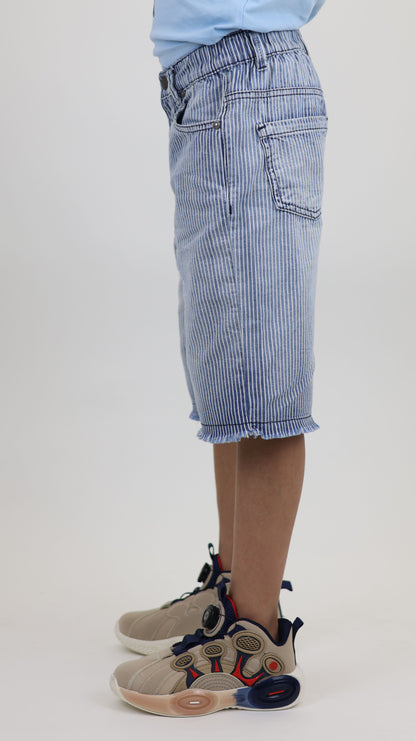 K21 Laser Printed Denim Short Retro style fringe bottom