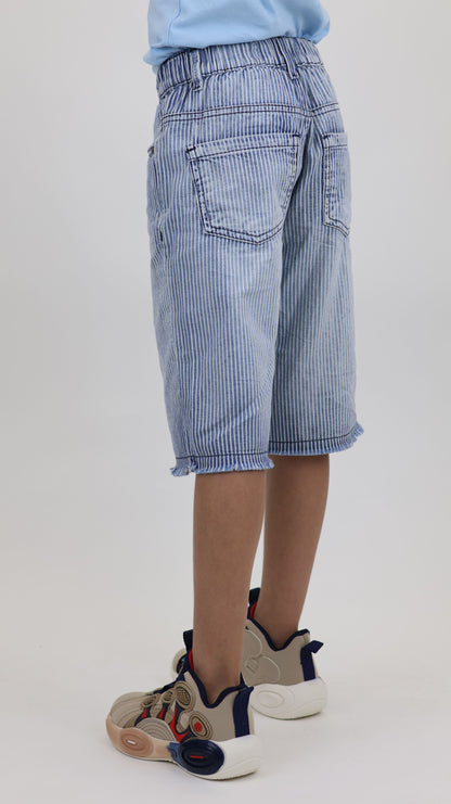 K21 Laser Printed Denim Short Retro style fringe bottom