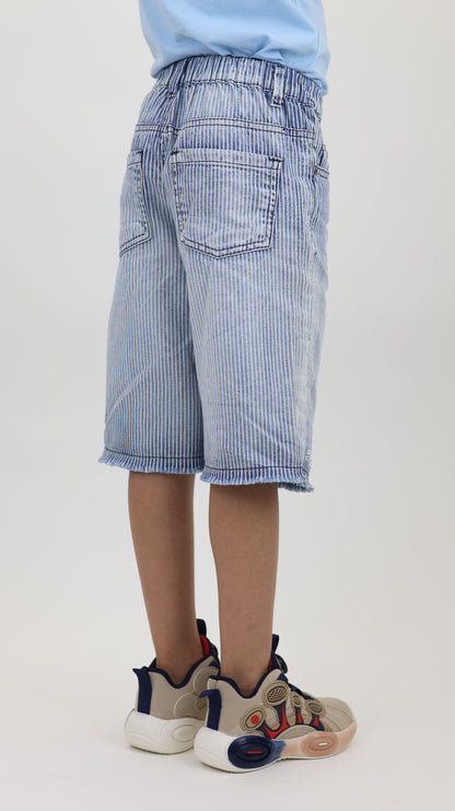 K21 Laser Printed Denim Short Retro style fringe bottom