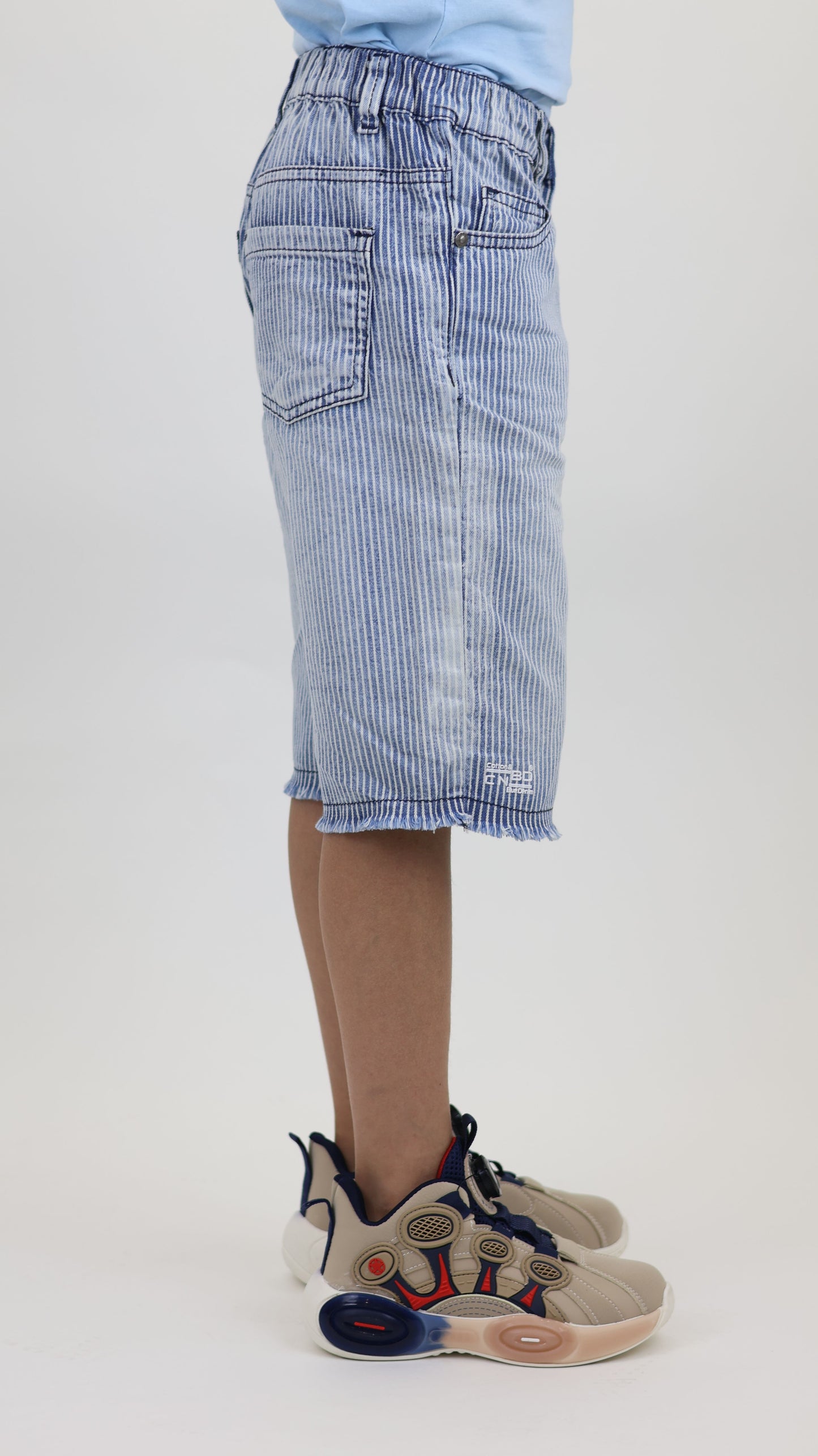 K21 Laser Printed Denim Short Retro style fringe bottom