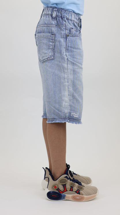 K21 Laser Printed Denim Short Retro style fringe bottom