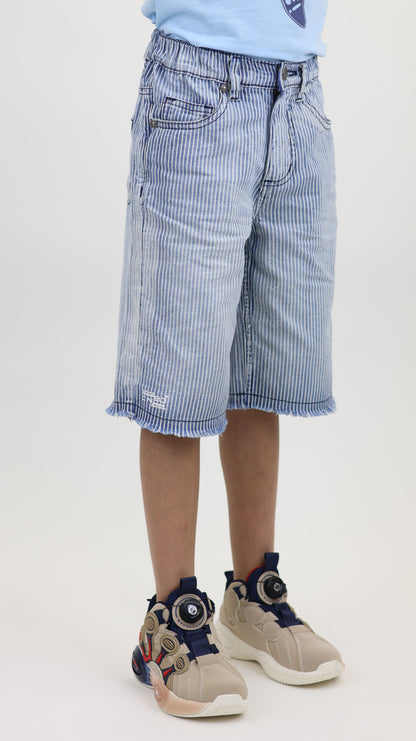 K21 Laser Printed Denim Short Retro style fringe bottom