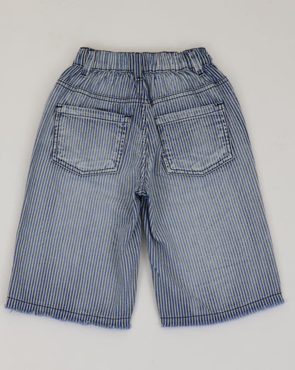 K21 Laser Printed Denim Short Retro style fringe bottom