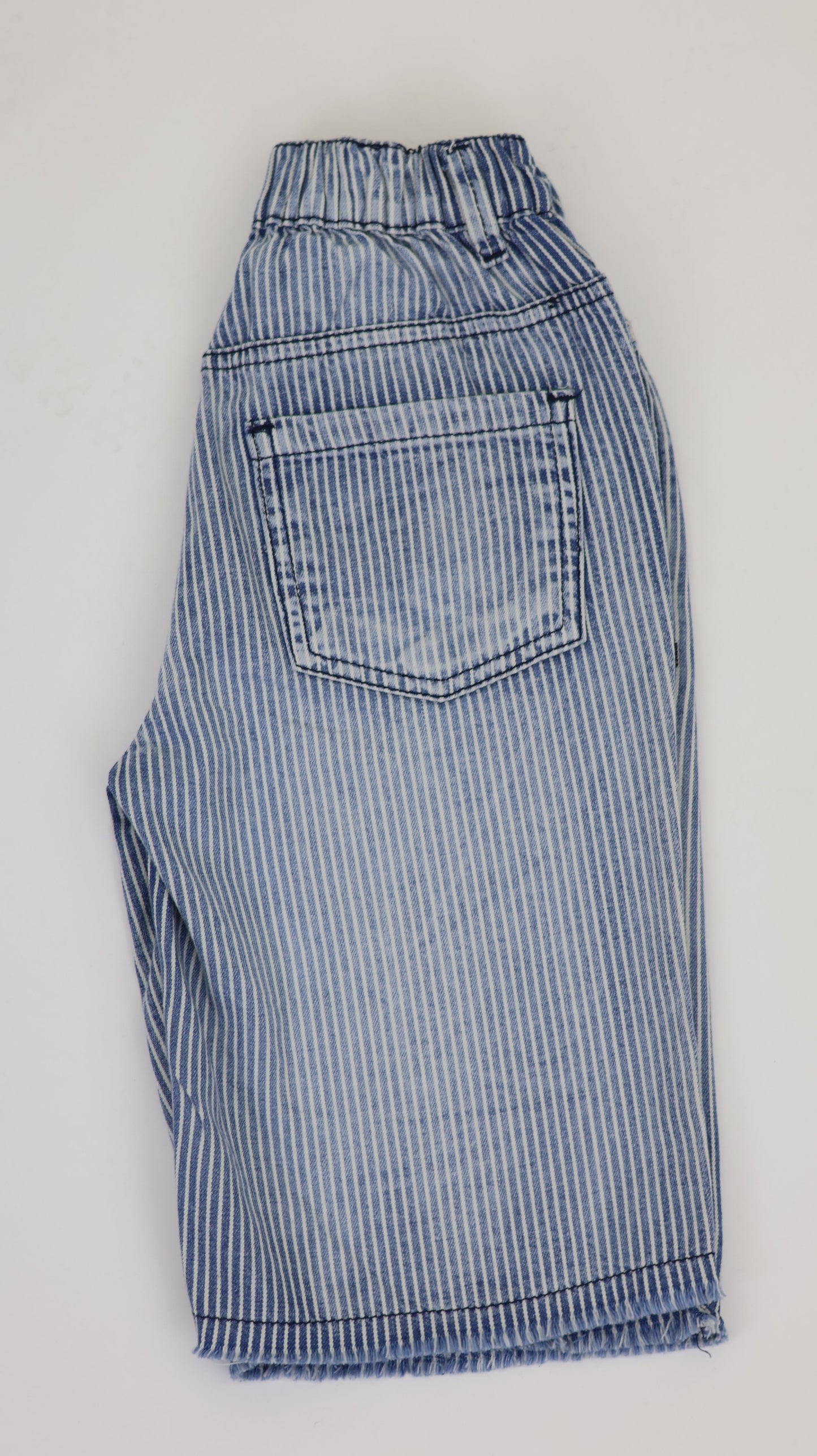 K21 Laser Printed Denim Short Retro style fringe bottom