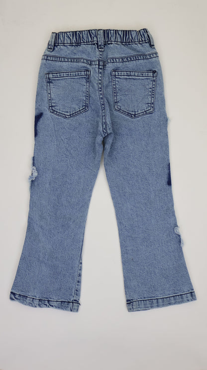 K18 Junior Girls’ Star Cut Flare Jeans LT Blue
