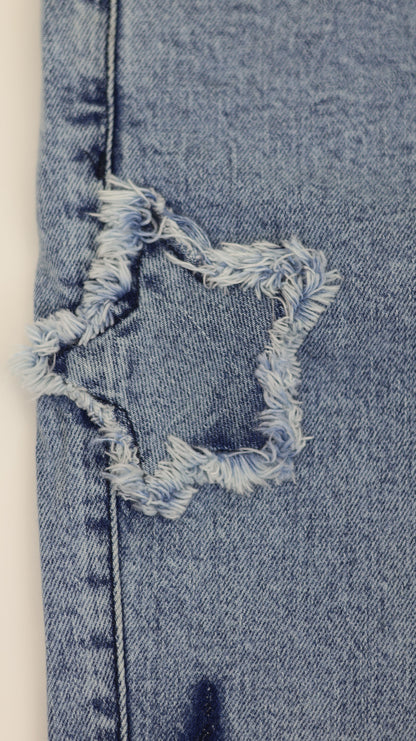 K18 Junior Girls’ Star Cut Flare Jeans LT Blue