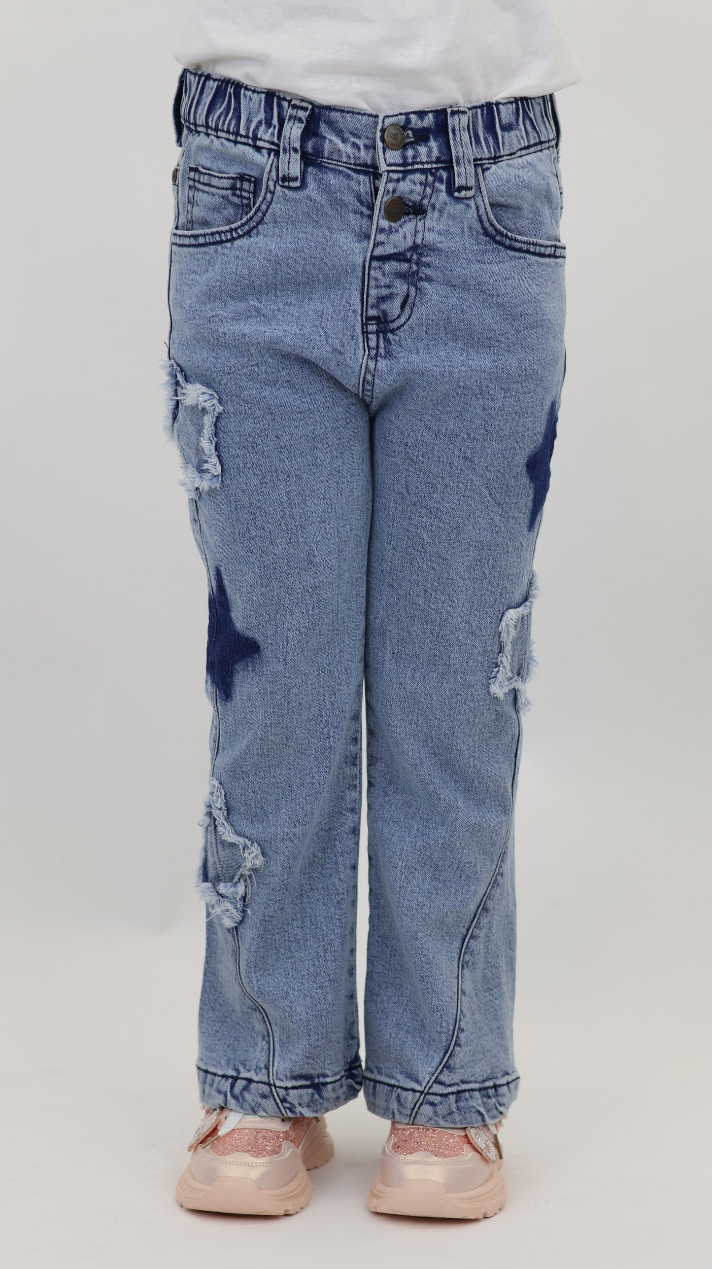 K18 Junior Girls’ Star Cut Flare Jeans LT Blue