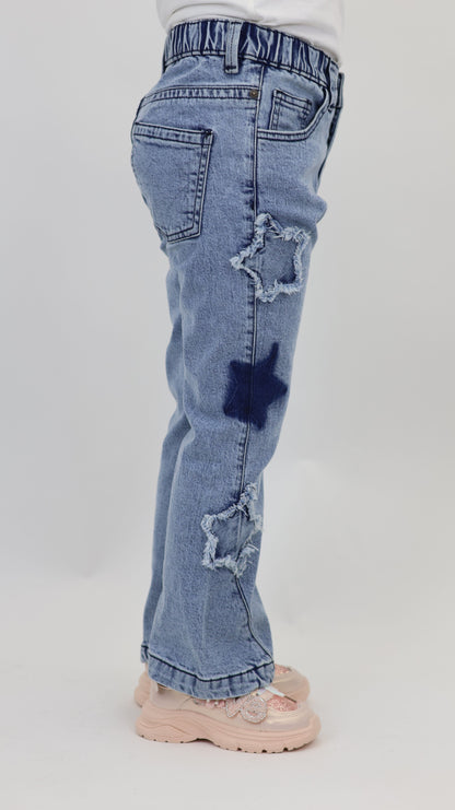 K18 Junior Girls’ Star Cut Flare Jeans LT Blue