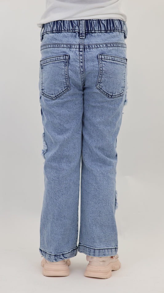 Girls’ Flare Jeans Star Cut Detail Light Blue | Kids Bootcut Denim