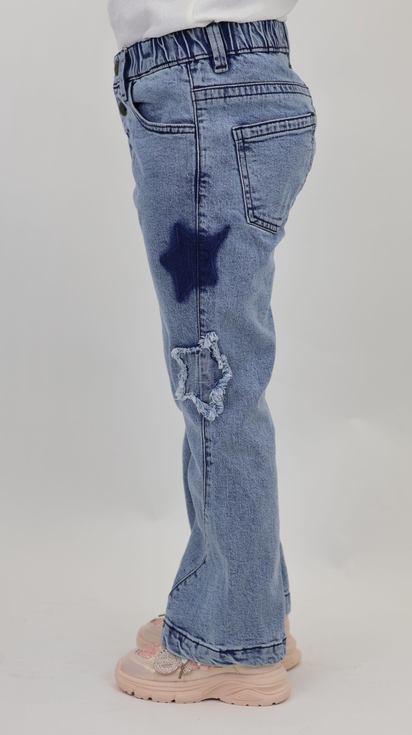 K18 Junior Girls’ Star Cut Flare Jeans LT Blue