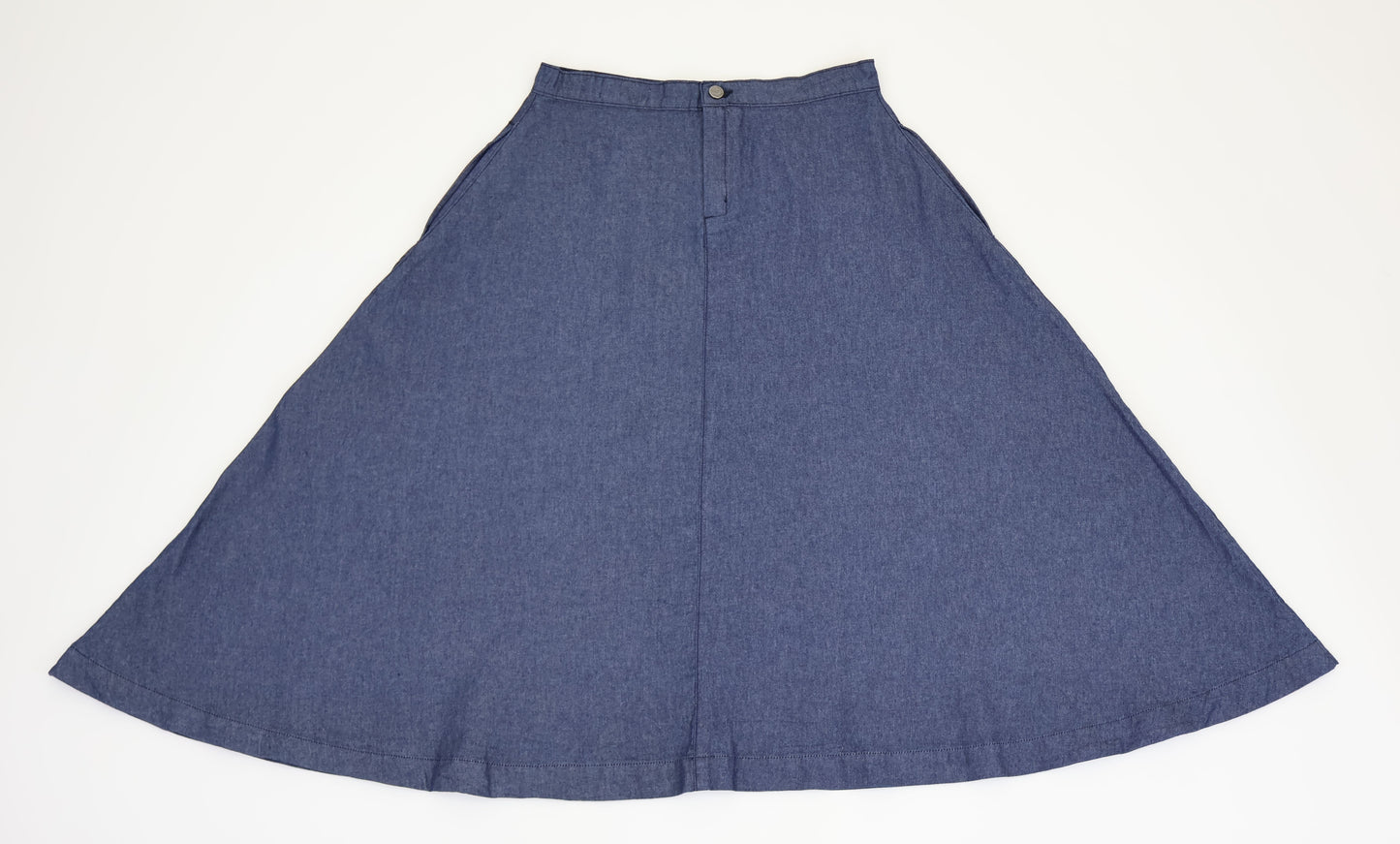 W669 Women Ankle Chambray Skirt Mid Blue