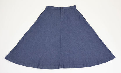 W669 Women Ankle Chambray Skirt Mid Blue