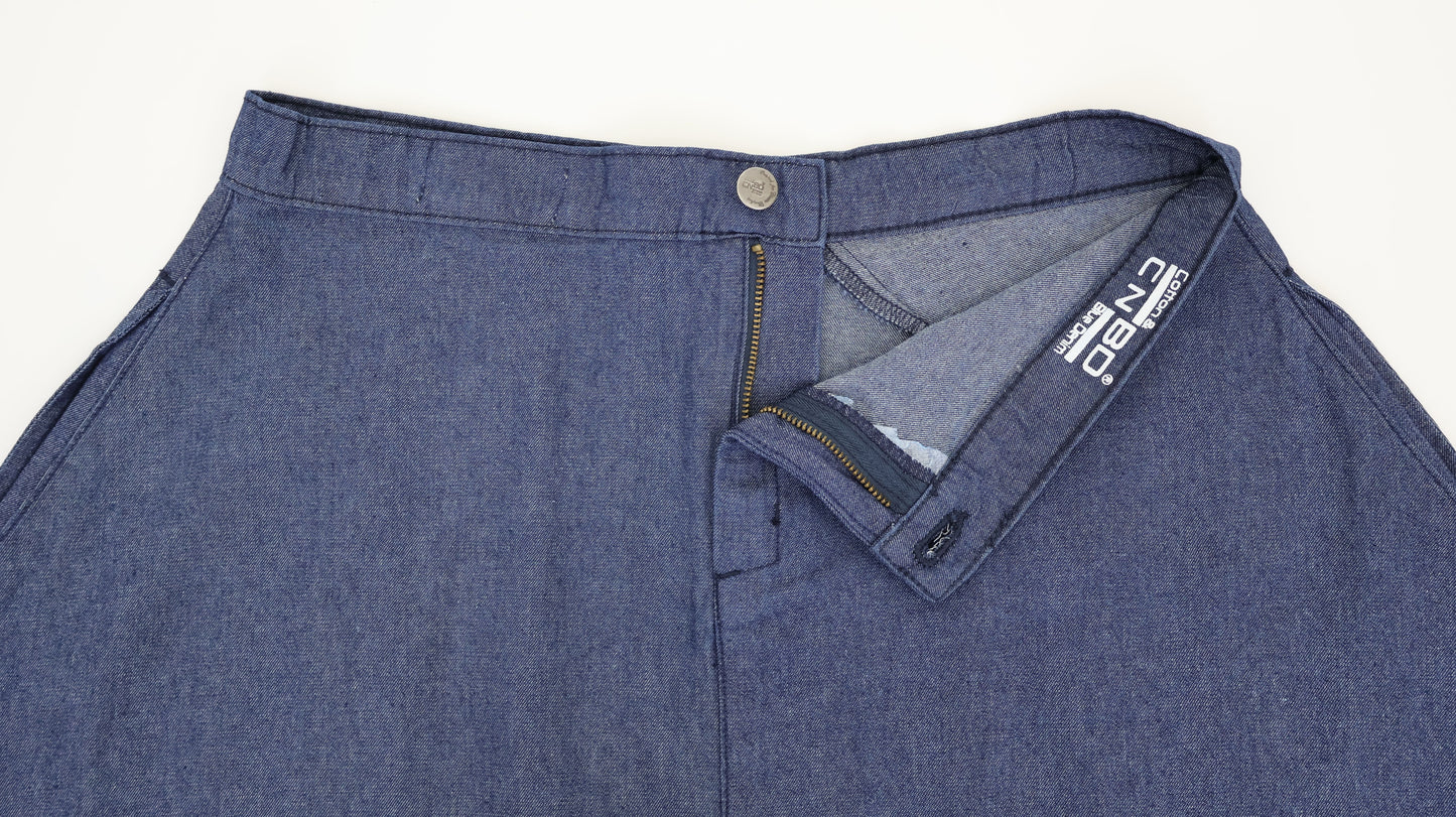 W669 Women Ankle Chambray Skirt Mid Blue