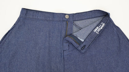 W669 Women Ankle Chambray Skirt Mid Blue