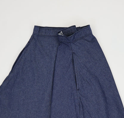W669 Women Ankle Chambray Skirt Mid Blue