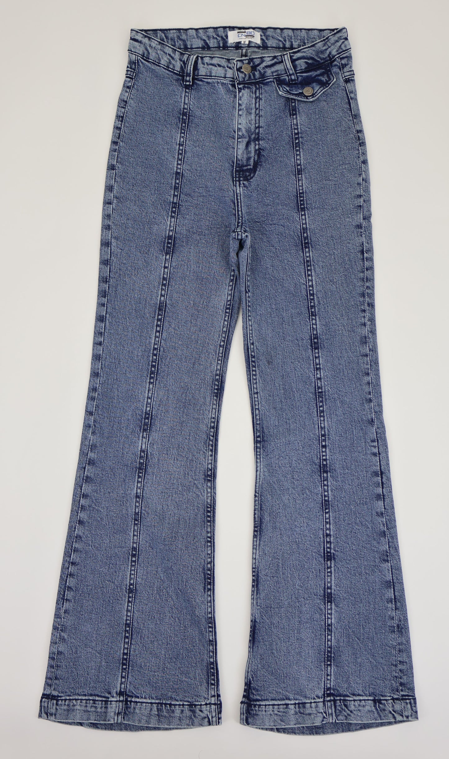 W722 Melbourne Women’s Pintuck Flare Jeans Lt Blue